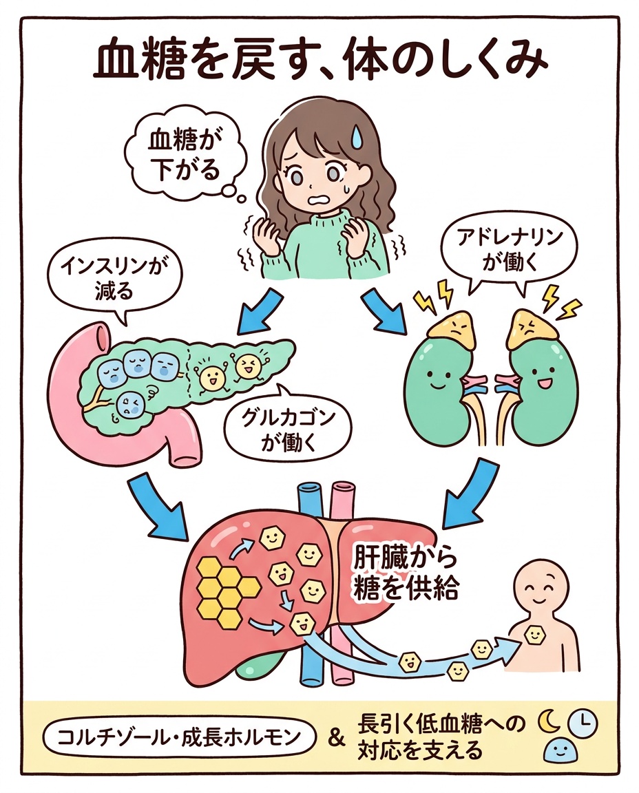 血糖を戻すホルモンの連携