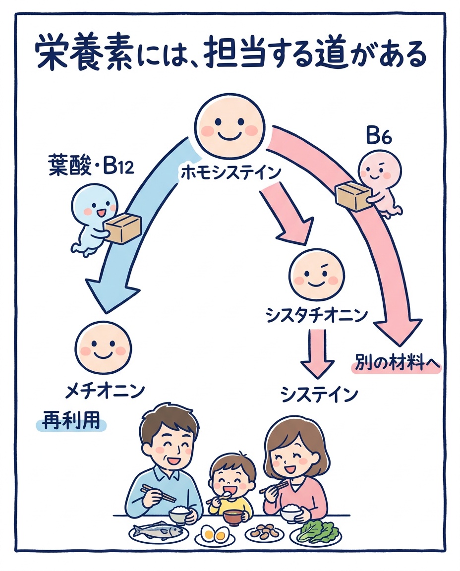 葉酸・B12とB6の代謝経路
